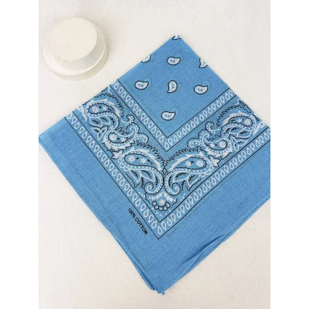 Sky Blue Paisley Pattern Bandana | 100% Cotton | 21x21